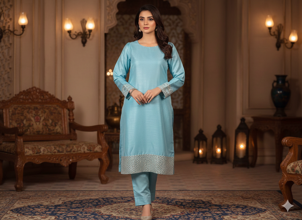 Serene Sky Blue Silk Ensemble 🩵✨By Rangdey