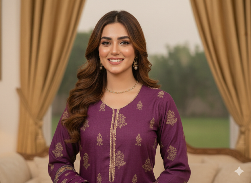 Regal Plum Gold-Embroidered Suit Set 💜✨By Rangdey