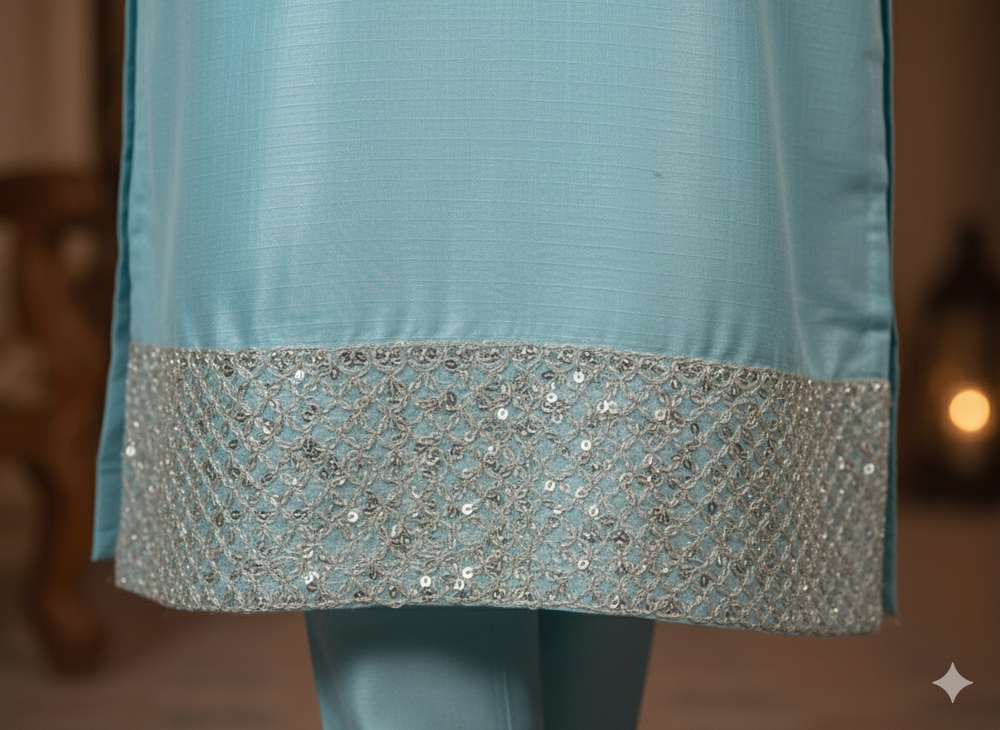 Serene Sky Blue Silk Ensemble 🩵✨By Rangdey