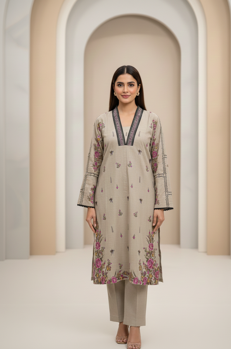 🌸 Effortless Grace: The Grey Floral Pret Collection 🌸 By Rangdey