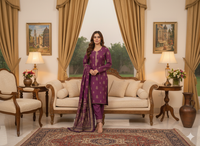 Regal Plum Gold-Embroidered Suit Set 💜✨By Rangdey