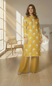 🌟 Elegant Mustard Floral Studio Ensemble 🌟By Rangdey