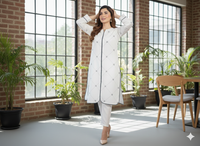 Sophisticated White Kurta with Beautiful Patterns By Rangdey