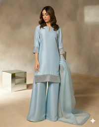 Serene Sky Blue Silk Ensemble 🩵✨By Rangdey