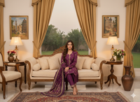 Regal Plum Gold-Embroidered Suit Set 💜✨By Rangdey