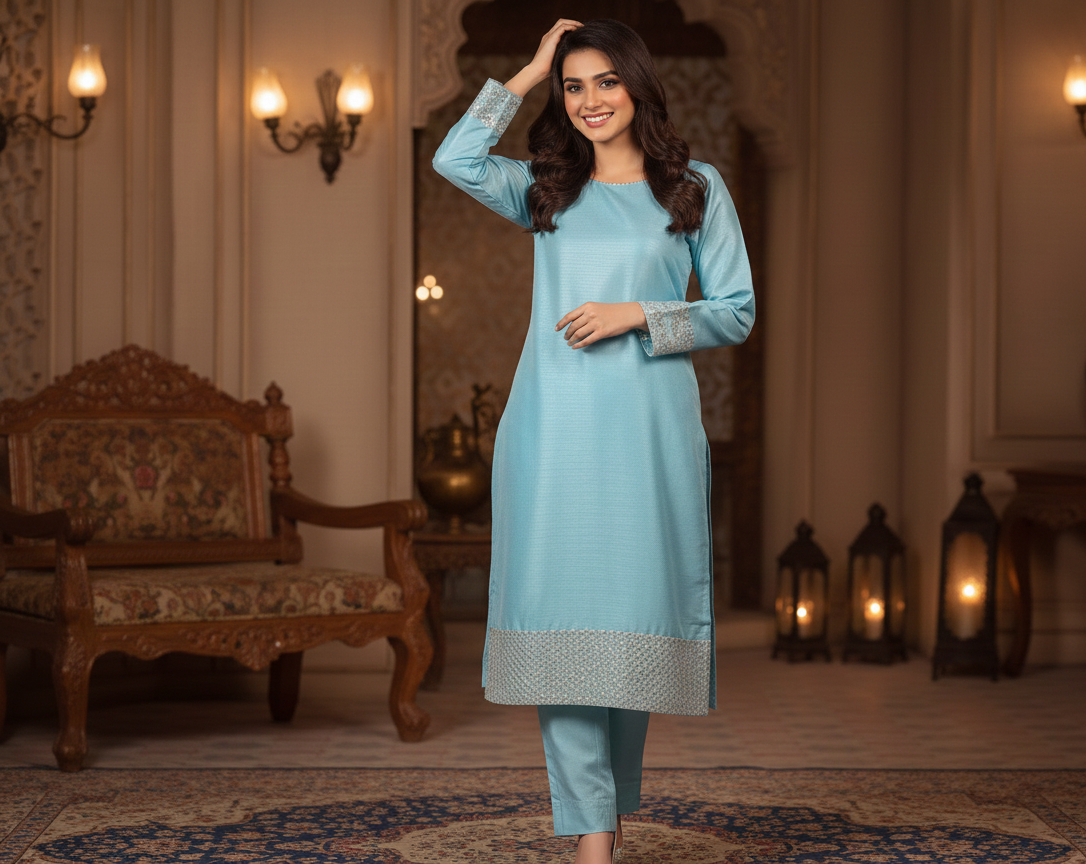 Serene Sky Blue Silk Ensemble 🩵✨By Rangdey