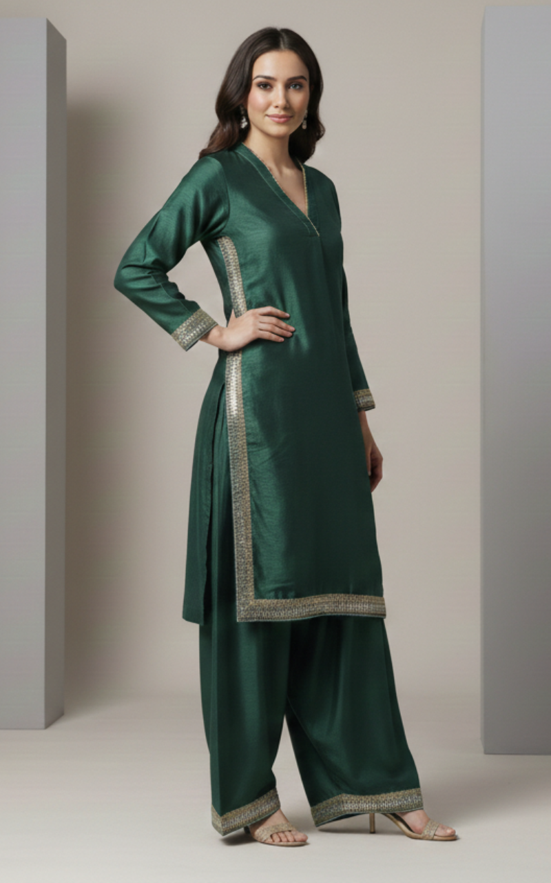 Emerald Evening Rooftop Tunic Set 🌃✨By Rangdey